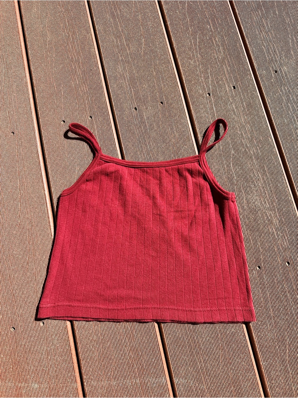 Brandy Melville Ribbed Spaghetti Strap Tank - Crimson red